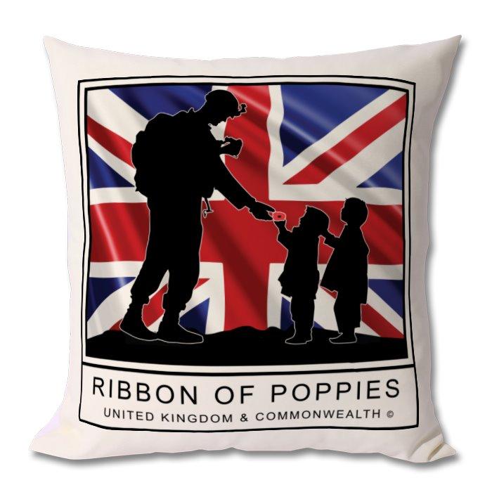 Ribbon Of Poppies UK & Commonwealth Cushion