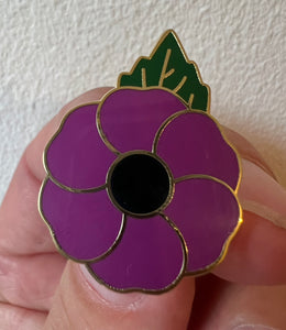 NEW **Purple Poppy Remembering the Animals”  lapel badge
