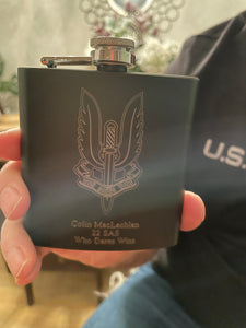 NEW 22 SAS hip Flask signed by Colin MacLachlan